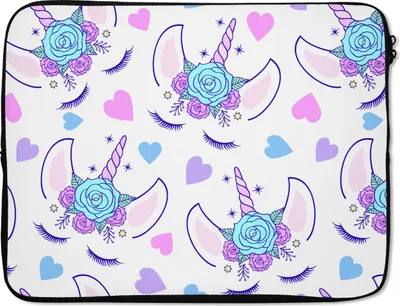Produktbild von MuchoWow® Laptop Hülle 15 Zoll Mädchen - Einhorn - Blumen - Muster - Mädchen - Kinder - Kinder Laptoptasche - Laptoptasche - Sleeve - Rundum-Schutz