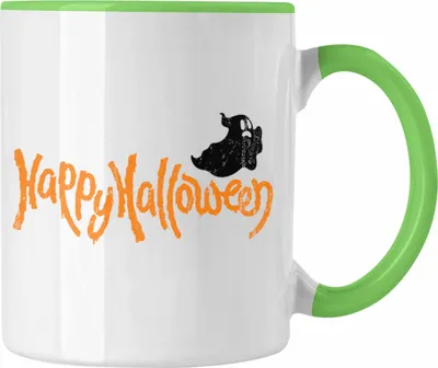Produktbild von Trendation - Halloween Tasse Kürbis Dekoration Becher Happy Halloween Geister (Grün)