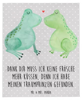 Produktbild von Mr. & Mrs. Panda Flauschige Decke Frosch Liebe - Grau Pastell - Geschenk, Hochzeitstag, Sofaüberwurf, Küssen, Bettdecke, Wohndecke, Kuscheldecke, Tagesdecke, Freundin