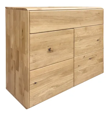 Produktbild von Kommode - 100 x 91 cm - Wildeiche massiv geölt - 2 Türen - 1 Schublade