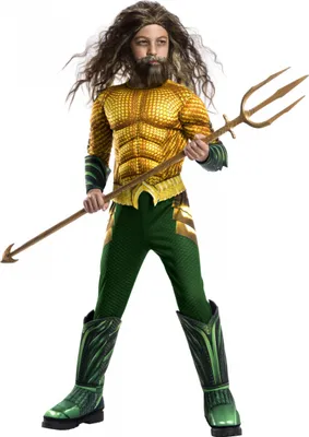Produktbild von Original Aquaman Muskel Kinderkostüm Deluxe für DC Comics Fans Größe: S