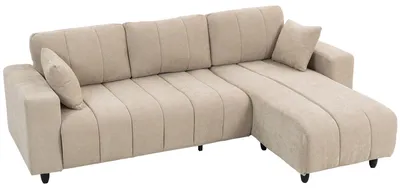 Produktbild von HOMCOM Ecksofa, 3 Sitzer Couch mit umkehrbarer Chaiselongue, Kissen, Beige
