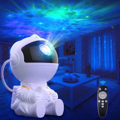 Immagine prodotto di Proiettore di stelle - Lampada a forma di galassia - Illuminazione per la camera da letto - Rotazione a 360 gradi - 5 Watt - Bianco