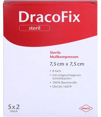 Image de Compresses de gaze DracoFix stériles, 8 plis 7,5 x 7,5 cm, 10 pces