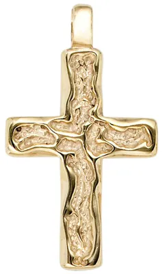 Produktbild von Anhänger Goldkreuz Kreuz 585 Gold Gelbgold gehämmert Halsschmuck