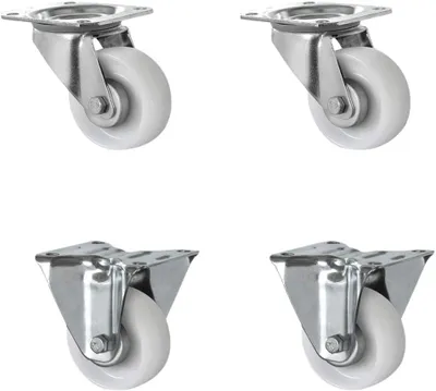 Produktbild von Rollensatz mit 2 Lenkrollen und 2 Bockrollen aus Polyamid, Durchmesser 80 mm, Transportrollen, Kunststoff, Traglast 390 kg (4er Set)