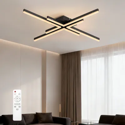 Image de doporro Plafonnier LED Dimmable Lampe Plafond Noir 48W 3063LM Éclairage de Plafond Luminaires Intérieur Couloir Salle de Bain Cuisine 3000K-6400K avec Télécommande Alivetta25039