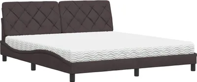 Immagine prodotto di Letto con materasso in tessuto marrone scuro 180x200 cm