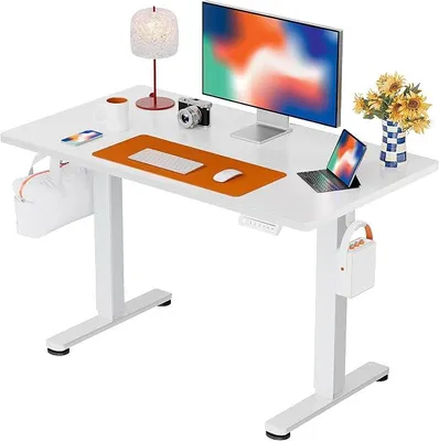 Immagine prodotto di Scrivania regolabile in altezza elettricamente, dimensioni 100 x 60 cm, con pannello di controllo intelligente dotato di 4 memorie, ideale per l'ufficio domestico, completa di piastra di collegamento