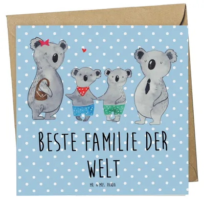 Produktbild von Mr. & Mrs. Panda Glückwunschkarte Koala Familie zwei - Blau Pastell - Geschenk, Koalabär, Zusammen, Grußkarte, anlasskarte, Muttertag, doppelkarte, Klappkarte, faltkarte