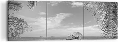 Produktbild von Bild auf Leinwand - Leinwandbild - 3 Teile - Himmlisch Strand Monochrom - 120x40cm - Wand Bild - Wanddeko - Wandbilder - Leinwanddruck - Bilder - Wanddekoration - Leinwand bilder - CA120x40-4750