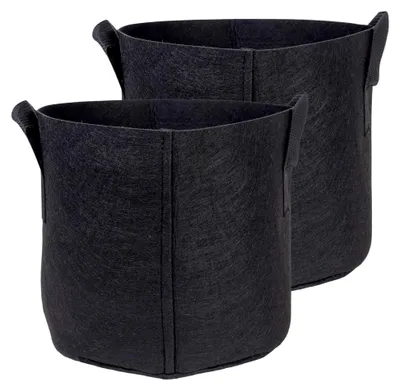 Produktbild von 2 Stück Pflanzsack aus Vliesstoff 20 Liter - 5 Gallonen - 30 x 25 cm - Pflanzenübertopf mit Tragegriffen für Garten und Gewächshaus