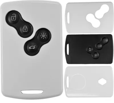 Produktbild von Auto Schlüssel Kunststoff Hülle ABS Plastik Schutz Cover Weiß kompatibel mit Renault Koleos Captur Grand Scenic Megane Laguna Zoe KEYLESS SMARTKEY CARD