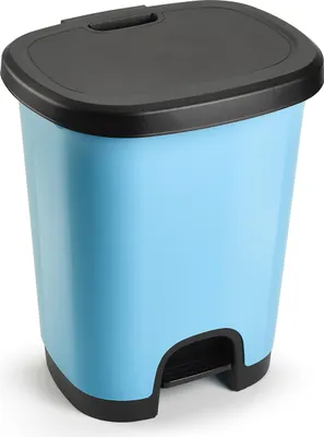 Produktbild von Plasticforte Treteimer - blau/schwarz - 18 Liter - 33 x 28 x 40 cm
