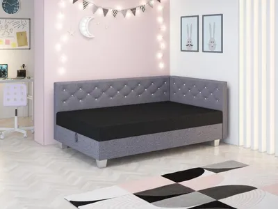 Obrázek produktu pro Jednolůžková postel 120x195 FREDERIKA PLUS 2 - černá / šedá