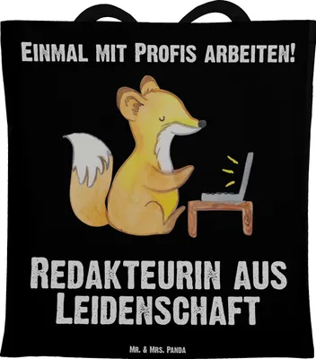 Produktbild von Mr. & Mrs. Panda Tote Bag Redakteurin Leidenschaft - Schwarz - Geschenk, Laptoptasche, Schultasche, Online, Lustig, Stoffbeutel, Shopping Tasche, Referentin, Spruch