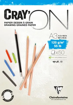 Produktbild von Clairefontaine 4x Cray'ON, geleimter Block A3, 50 Blatt 120g 975021C