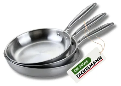 Image de 3 poêles 20 24 cm et 28 cm inox 18/10 Triply Fackelmann Vita3