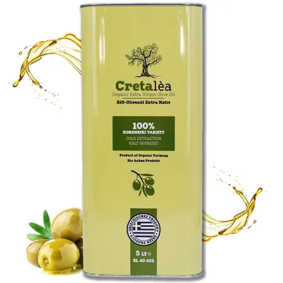 Produktbild von Olivenöl 5 Liter aus biologischem Anbau - Extra nativ - Kreta - kaltgepresst - 100% handverlesen, Singvogelgeschützt - neue Ernte - Cretalèa