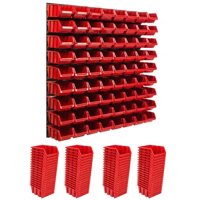 Immagine prodotto di Sistema di stoccaggio Scaffalatura a parete 772 x 780 mm | 72 pz. Scatola | Scatole impilabili Scaffalature per magazzini alla rinfusa Contenitori a giorno | Pannelli a parete extra robusti | Scaffalatura estensibile | Scaffalatura per officina Scaffalatura per officina Scaffalatura a parete plug-in
