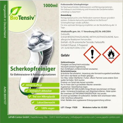 Produktbild von 2x 1 L Scherkopfreiniger BioTensiv f. Braun Reinigungskartuschen CCR Clean & Charge