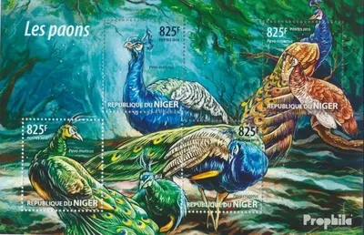 Produktbild von Briefmarken Niger 2015 Mi 3430-3433 Kleinbogen (kompl. Ausg.) postfrisch Pfauen