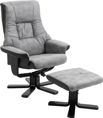 Zdjęcie produktu dla Fotel relaksacyjny Fortuna Lai z podnóżkiem, obrotowy fotel telewizyjny z funkcją rozkładania, mikrofibra szara, 78 x 82,5 x 109 cm, idealny do salonu i relaksu