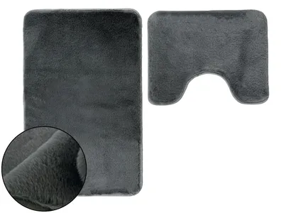 Produktbild von Badematte Badteppich Badvorleger Lombok Grau Dunkelgrau 2 TLG 50x80cm + 50x40 cm