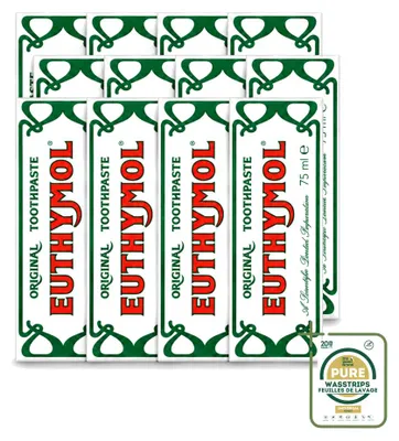 Produktbild von 12 x Euthymol Original Tandpasta - fluoridevrij - 75 ml - Vorratspackung - 12 Stücke