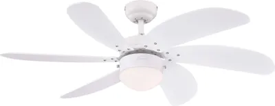Image de Ventilateur de plafond Turbo Swirl Blanc 105 cm avec éclairage et chainettes