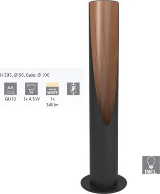 Produktbild von EGLO 900876, Schwarz, Braun, Stahl, Holz, Wohnzimmer, IP20, II, GU10