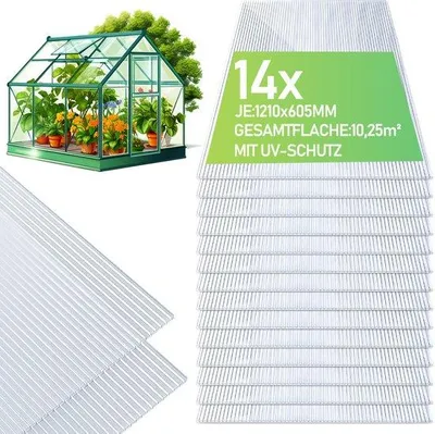 Produktbild von Polycarbonat-Kasplatten 4 mm transparent, 60,5 x 121 cm, 14-teilig