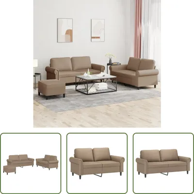 Produktbild von The Living Store 3-tlg. Sofagarnitur mit Kissen Cappuccino-Braun Kunstleder