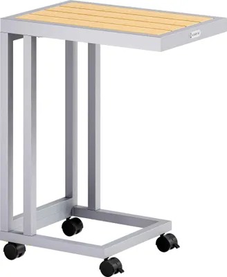 Image de Table d'appoint en forme de C, plateau en WPC, 66 x 50 x 40 cm, intérieur/extérieur