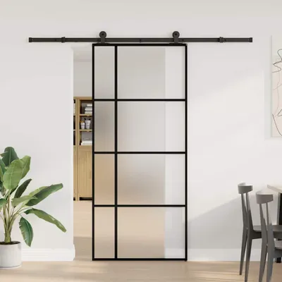Obrázek produktu pro vidaXL Posuvné dveře s kováním 90x205 cm ESG sklo a hliník