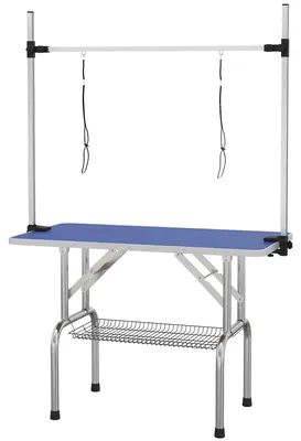 Produktbild von Hundepflegetisch Höhenverstellbar Tierpflegetisch Klappbar Hunde Pflegetisch Hundefriseur Tisch Schertisch Trimmtisch mit Unterkorb für Hunde Katzen bis zu 100 kg Blau
