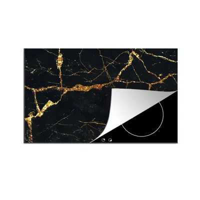 Produktbild von KitchenYeah© Herdabdeckplatte Gold - Marmor - Glitzer - Luxus , 77x51cm, Küche Deko, Glaskeramikkochfeld Herdabdeckung, Abdeckplatte fùr Kochfeld