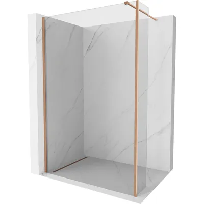 Produktbild von Mexen Kioto Duschwand Walk-in 100 x 30 cm, transparent, gebürstetes Messing - 800-100-212-65-00-030