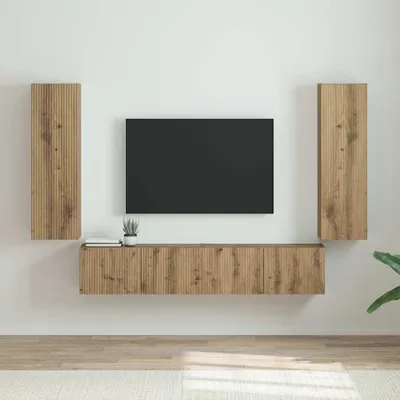Zdjęcie produktu dla Maison Exclusive - Szafka pod telewizor, 2 sztuki, wykonana z płyty drewnianej imitującej drewno dębowe, rękodzieło