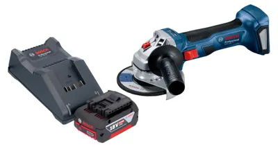 Obrázek produktu pro Bosch GWS 18V-7 Professional akumulátorová úhlová bruska 18 V 115 mm bezkartáčová + 1x akumulátor 4,0 Ah + nabíječka