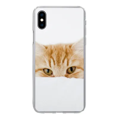 Produktbild von MuchoWow® Handyhülle Schutzhülle Hülle für iPhone Xs Katze - Rot - Weiß - Mädchen - Jungen - Kind Silikon Softcase Handy Hülle - Handytasche