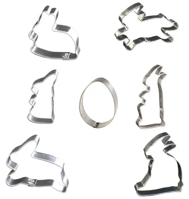 Immagine prodotto di Tagliabiscotti LARES famiglia coniglietto e uovo, set di 7 - varie dimensioni. Dimensioni, accessori da forno
