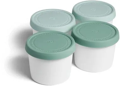 Image de Ensemble de 4 boîtes de conservation Unyqoos® – 4 boîtes de 400 ml en plastique avec couvercles en silicone étanches, dimensions : 8,4 x 10,5 cm