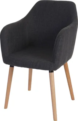 Produktbild von Esszimmerstuhl Malmö T381, Stuhl Küchenstuhl, Retro 50er Jahre Design  Textil, grau, helle Beine