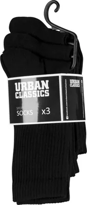 Produktbild von Urban Classics TB1471 | Sport Socks 3-Pack - Farbe: Black - Größe: 39-42