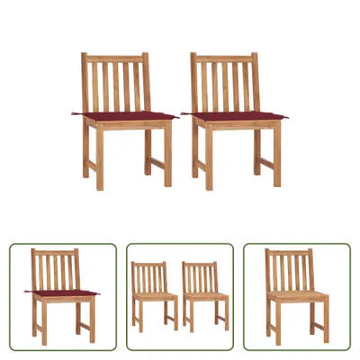 Produktbild von The Living Store Gartenstühle 2 Stk. mit Kissen Massivholz Teak