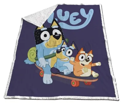 Produktbild von Bluey Fleecedecke 150x120 cm – Kuschelige Sherpa-Decke für Kinder