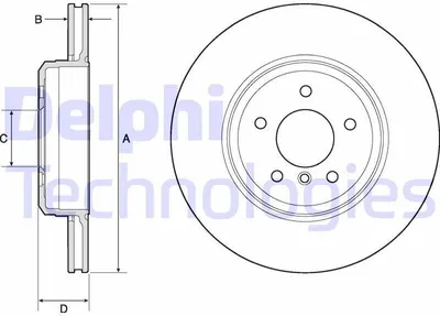 Obrázok produktu pre 2x brzdový kotúč DELPHI BG4753C pre BMW 5 Sedan (E60) 5 Touring (E61) 63 1mm