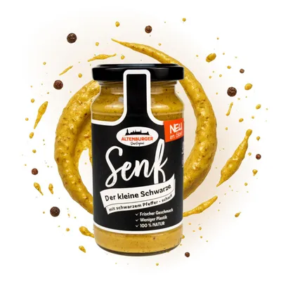 Produktbild von Der kleine Schwarze Senf mit schwarzem Pfeffer, 200 ml