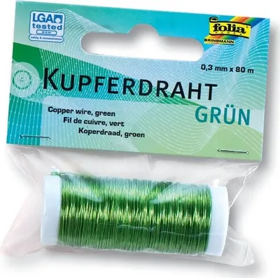 Obrázek produktu pro Měděný drát Folia, 0,3 mm x 80 m, zelený
